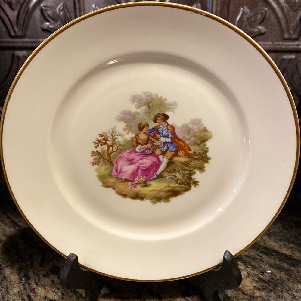 Fragonard signed off white plate. Made by Carlsbad made in West Germany